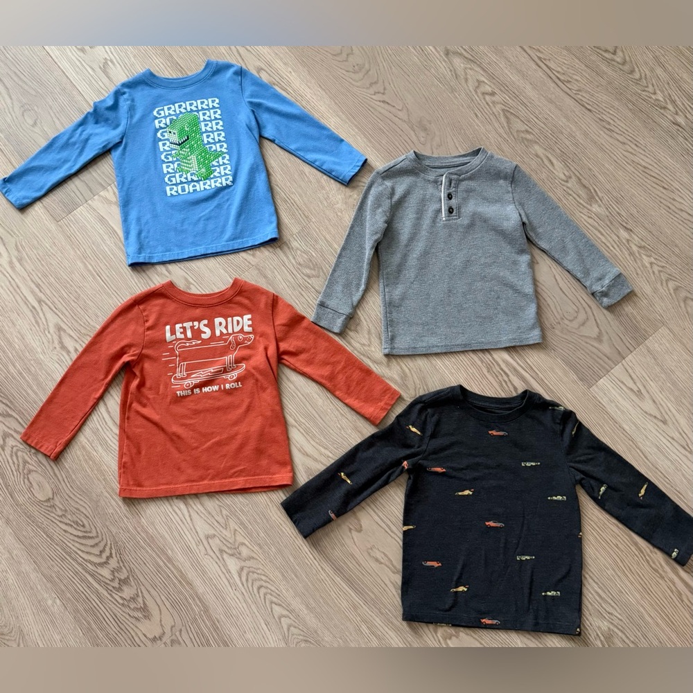 Bundle of 4 Toddler Boy Long Sleeve Tee’s/Henley